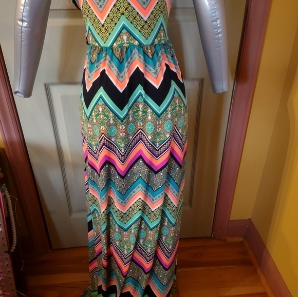 Vision Woman Size Medium Bright Strapless long dress summer sundress - Picture 3 of 4